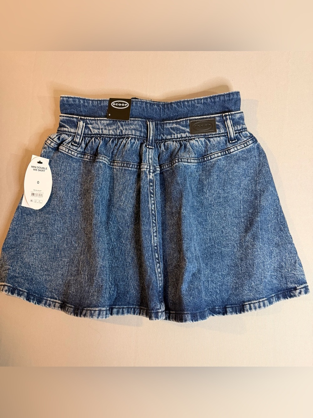 Blue Denim Mini Skirt - Women's Flared Jean Skirt Size O Dark Blue Washed - Picture 2 of 8